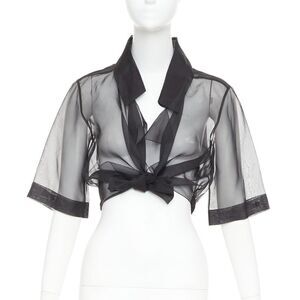 Chanel 2006 Runway Black Sheer Silk Cropped Jacket